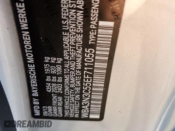 ✅ 2014 BMW 4 Series 428i • VIN: WBA3N3C55EF711055 • Lot: 87018055. Listed on Copart with 133,417 mi. Free auction sales archive from the USA and detailed vehicle history report at DreamBid. Image 12.