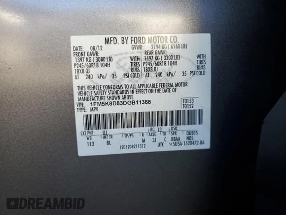 ✅ 2013 Ford Explorer XLT • VIN: 1FM5K8D83DGB11388 • Лот: 85585075. Опубликован ранее на Copart с пробегом 170 213 миль. Бесплатный доступ к архиву аукционных продаж из США и подробный отчёт об истории автомобиля на DreamBid. Изображение 13.