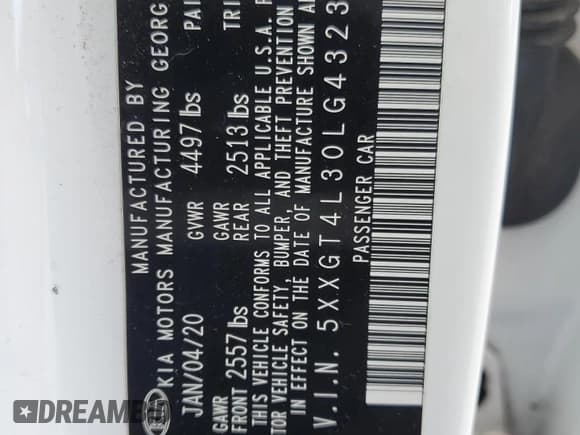 ✅ 2020 Kia Optima LX • VIN: 5XXGT4L30LG432318 • Лот: 85560075. Опубликован ранее на Copart с пробегом 82 182 миль. Бесплатный доступ к архиву аукционных продаж из США и подробный отчёт об истории автомобиля на DreamBid. Изображение 12.