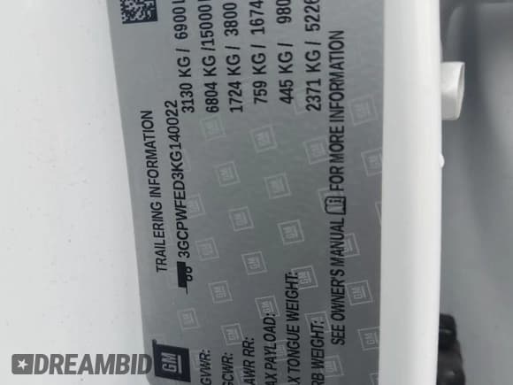 ✅ 2019 Chevrolet Silverado 1500 High Country • VIN: 3GCPWFED3KG140022 • Lot: 45001935. Wystawiony na Copart z przebiegiem 105 154 mil. Bezpłatny archiwum sprzedaży aukcyjnych z USA i szczegółowy raport historii pojazdu na DreamBid. Zdjęcie 12.