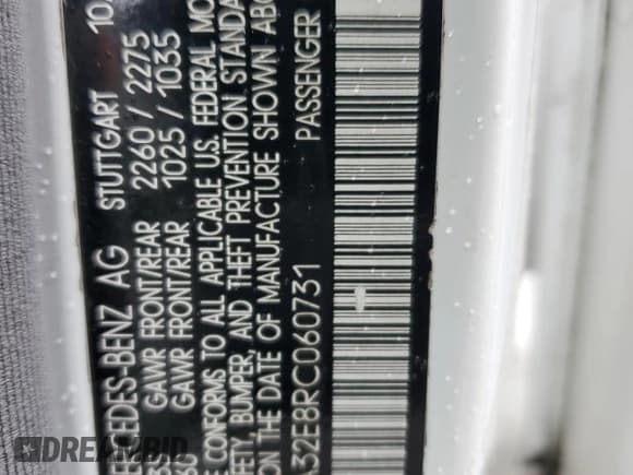 ✅ 1994 Mercedes-Benz E 320 • VIN: WDBEA32E8RC060731 • Лот: 59061165. Опубликован ранее на Copart с пробегом 219 339 миль. Бесплатный доступ к архиву аукционных продаж из США и подробный отчёт об истории автомобиля на DreamBid. Изображение 12.