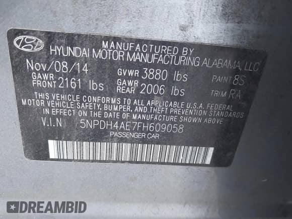2015 Hyundai Elantra Limited z VIN 5NPDH4AE7FH609058, wystawiony jako IAAI lot #43273017 z przebiegiem 195 405 mil mil oraz . Historia ofert i sprzedaży dostępna na DreamBid. Obrazek 9.