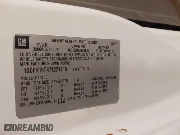 ✅ 2007 Chevrolet Express Cargo • VIN: 1GCFH15T471221715 • Lot: 43837944. Listed on IAAI with 181,108 mi. Free auction sales archive from the USA and detailed vehicle history report at DreamBid. Image 9.