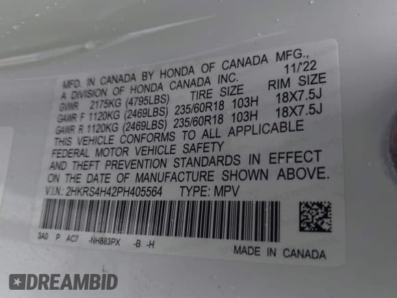 ✅ 2023 Honda CR-V EX • VIN: 2HKRS4H42PH405564 • Lot: 43442023. Wystawiony na IAAI z przebiegiem Nie podano. Bezpłatny archiwum sprzedaży aukcyjnych z USA i szczegółowy raport historii pojazdu na DreamBid. Zdjęcie 9.