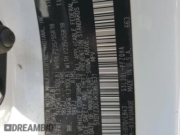 ✅ 2019 Toyota Sienna Limited Premium • VIN: 5TDYZ3DC4KS967631 • Lot: 82354005. Wystawiony na Copart z przebiegiem 92 662 mil. Bezpłatny archiwum sprzedaży aukcyjnych z USA i szczegółowy raport historii pojazdu na DreamBid. Zdjęcie 14.