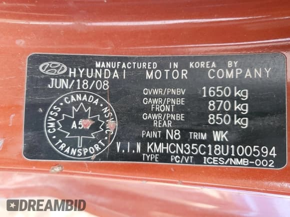 ✅ 2008 Hyundai Accent GS • VIN: KMHCN35C18U100594 • Лот: 50090575. Опубликован ранее на Copart с пробегом 304 701 миль. Бесплатный доступ к архиву аукционных продаж из США и подробный отчёт об истории автомобиля на DreamBid. Изображение 12.