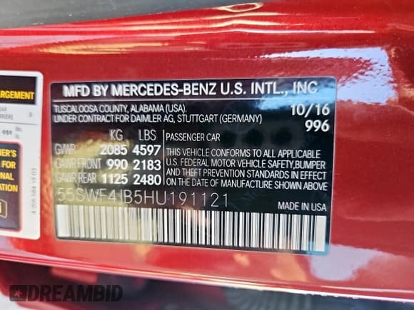 ✅ 2017 Mercedes-Benz C 300 • VIN: 55SWF4JB5HU191121 • Lot: 84738865. Wystawiony na Copart z przebiegiem 81 673 mil. Bezpłatny archiwum sprzedaży aukcyjnych z USA i szczegółowy raport historii pojazdu na DreamBid. Zdjęcie 13.