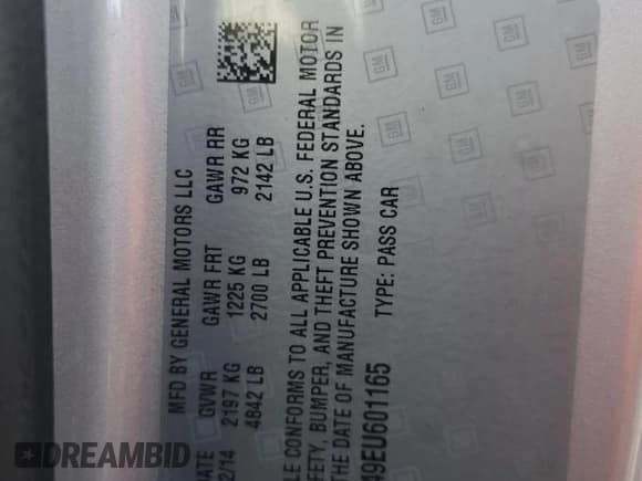 ✅ 2014 Cadillac ELR • VIN: 1G6RR1E49EU601165 • Lot: 73226494. Wystawiony na Copart z przebiegiem 116 456 mil. Bezpłatny archiwum sprzedaży aukcyjnych z USA i szczegółowy raport historii pojazdu na DreamBid. Zdjęcie 12.