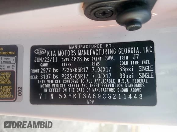 ✅ 2012 Kia Sorento LX • VIN: 5XYKT3A69CG211443 • Lot: 90562715. Listed on Copart with 86,061 mi. Free auction sales archive from the USA and detailed vehicle history report at DreamBid. Image 13.