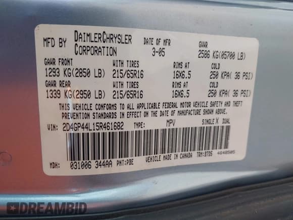 ✅ 2005 Dodge Caravan SXT • VIN: 2D4GP44L15R461682 • Лот: 43639140. Опубликован ранее на IAAI с пробегом 315 895 миль. Бесплатный доступ к архиву аукционных продаж из США и подробный отчёт об истории автомобиля на DreamBid. Изображение 9.