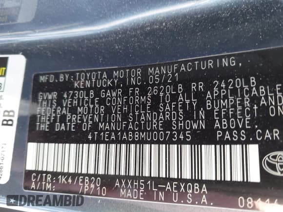 ✅ 2021 Toyota Avalon Hybrid XSE • VIN: 4T1EA1AB8MU007345 • Lot: 42674139. Wystawiony na IAAI z przebiegiem 58 296 mil. Bezpłatny archiwum sprzedaży aukcyjnych z USA i szczegółowy raport historii pojazdu na DreamBid. Zdjęcie 9.