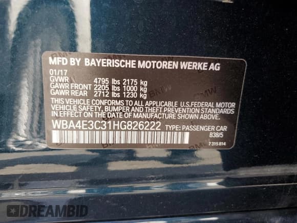 ✅ 2017 BMW 4 Series 440i • VIN: WBA4E3C31HG826222 • Lot: 55259025. Listed on Copart with 55,422 mi. Free auction sales archive from the USA and detailed vehicle history report at DreamBid. Image 12.