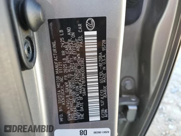 ✅ 2021 Lexus ES 350 Ultra Luxury • VIN: 58AFZ1B1XMU093382 • Lot: 91869625. Wystawiony na Copart z przebiegiem 26 029 mil. Bezpłatny archiwum sprzedaży aukcyjnych z USA i szczegółowy raport historii pojazdu na DreamBid. Zdjęcie 12.