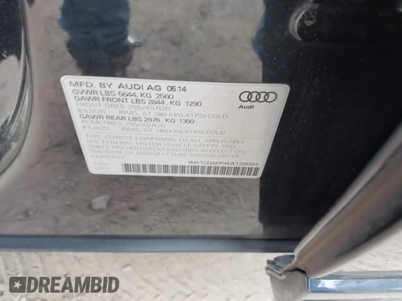 ✅ 2014 Audi SQ5 Premium Plus • VIN: WA1CGAFP4EA126084 • Lot: 41678066. Listed on IAAI with 154,131 mi. Free auction sales archive from the USA and detailed vehicle history report at DreamBid. Image 9.