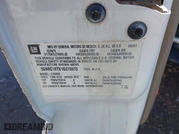 ✅ 2001 Chevrolet Suburban LS • VIN: 3GNEC16TX1G273973 • Лот: 42828504. Опубликован ранее на IAAI с пробегом 419 563 миль. Бесплатный доступ к архиву аукционных продаж из США и подробный отчёт об истории автомобиля на DreamBid. Изображение 9.