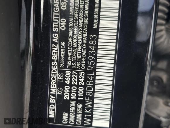 ✅ 2020 Mercedes-Benz C 300 • VIN: W1KWF8DB4LR593483 • Lot: 85870685. Listed on Copart with 63,379 mi. Free auction sales archive from the USA and detailed vehicle history report at DreamBid. Image 12.