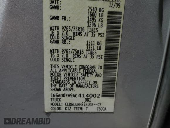 ✅ 2010 Nissan Frontier Pro-4X • VIN: 1N6AD0EV9AC414002 • Лот: 61584065. Опубликован ранее на Copart с пробегом Не указан. Бесплатный доступ к архиву аукционных продаж из США и подробный отчёт об истории автомобиля на DreamBid. Изображение 12.