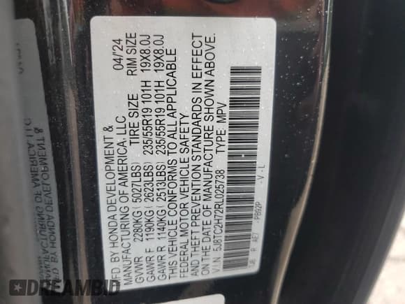 ✅ 2024 Acura RDX Advance • VIN: 5J8TC2H72RL025738 • Lot: 66875185. Listed on Copart with 24,327 mi. Free auction sales archive from the USA and detailed vehicle history report at DreamBid. Image 13.