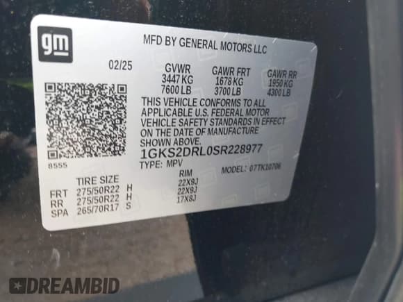 ✅ 2025 GMC Yukon Denali • VIN: 1GKS2DRL0SR228977 • Лот: 42777182. Опубликован ранее на IAAI с пробегом 6 225 миль. Бесплатный доступ к архиву аукционных продаж из США и подробный отчёт об истории автомобиля на DreamBid. Изображение 9.