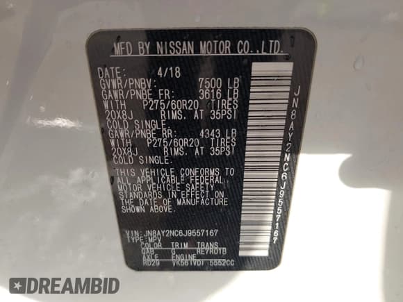 ✅ 2018 Nissan Armada SL • VIN: JN8AY2NC6J9557167 • Lot: 43467597. Wystawiony na IAAI z przebiegiem 120 783 mil. Bezpłatny archiwum sprzedaży aukcyjnych z USA i szczegółowy raport historii pojazdu na DreamBid. Zdjęcie 9.