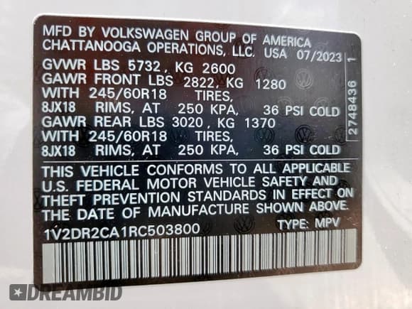 ✅ 2024 Volkswagen Atlas SE • VIN: 1V2DR2CA1RC503800 • Lot: 58160815. Wystawiony na Copart z przebiegiem 11 278 mil. Bezpłatny archiwum sprzedaży aukcyjnych z USA i szczegółowy raport historii pojazdu na DreamBid. Zdjęcie 14.