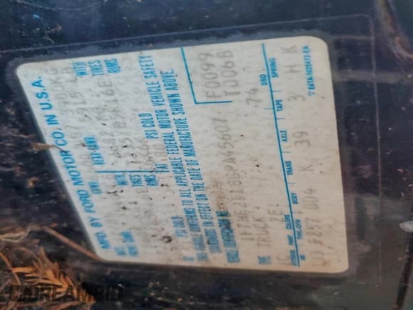 ✅ 1986 Ford F-250 • VIN: 1FTHF2518GPA45607 • Lot: 95485345. Listed on Copart with 34,684 mi. Free auction sales archive from the USA and detailed vehicle history report at DreamBid. Image 12.