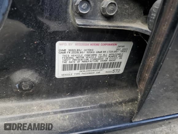 ✅ 2004 Mitsubishi Lancer ES • VIN: JA3AJ26E64U051287 • Lot: 93168475. Wystawiony na Copart z przebiegiem 175 888 mil. Bezpłatny archiwum sprzedaży aukcyjnych z USA i szczegółowy raport historii pojazdu na DreamBid. Zdjęcie 12.