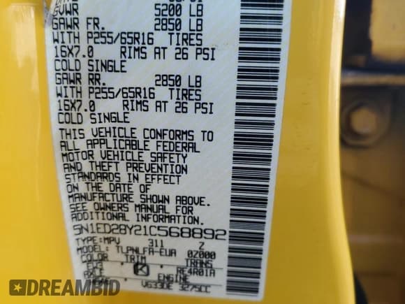 ✅ 2001 Nissan Xterra SE • VIN: 5N1ED28Y21C568892 • Lot: 85430915. Wystawiony na Copart z przebiegiem 244 411 mil. Bezpłatny archiwum sprzedaży aukcyjnych z USA i szczegółowy raport historii pojazdu na DreamBid. Zdjęcie 13.