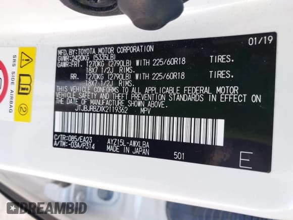 ✅ 2019 Lexus NX 300h • VIN: JTJBJRBZXK2119362 • Lot: 43833479. Listed on IAAI with 70,956 mi. Free auction sales archive from the USA and detailed vehicle history report at DreamBid. Image 9.