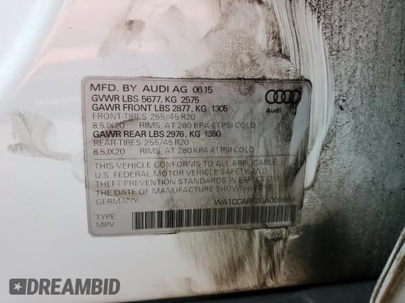 ✅ 2016 Audi SQ5 Premium Plus • VIN: WA1CCAFP2GA009666 • Лот: 76246243. Опубликован ранее на Copart с пробегом 89 356 миль. Бесплатный доступ к архиву аукционных продаж из США и подробный отчёт об истории автомобиля на DreamBid. Изображение 12.