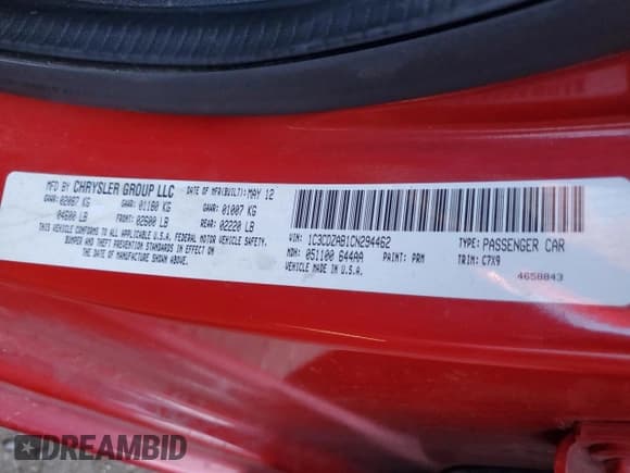 ✅ 2012 Dodge Avenger SE • VIN: 1C3CDZAB1CN294462 • Лот: 49317514. Опубликован ранее на Copart с пробегом 188 430 миль. Бесплатный доступ к архиву аукционных продаж из США и подробный отчёт об истории автомобиля на DreamBid. Изображение 13.