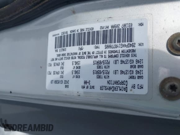 ✅ 2000 Dodge Caravan SE • VIN: 2B4GP44G1YR770005 • Lot: 43819012. Listed on IAAI with 180,456 mi. Free auction sales archive from the USA and detailed vehicle history report at DreamBid. Image 9.