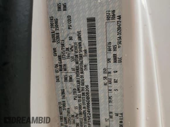 ✅ 2006 Ford Econoline Cargo • VIN: 1FTNE24W66DB08206 • Лот: 63474025. Опубликован ранее на Copart с пробегом 205 928 миль. Бесплатный доступ к архиву аукционных продаж из США и подробный отчёт об истории автомобиля на DreamBid. Изображение 13.