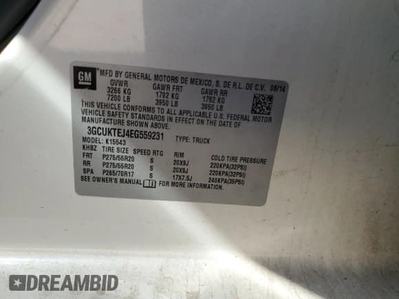 ✅ 2014 Chevrolet Silverado 1500 High Country • VIN: 3GCUKTEJ4EG559231 • Лот: 79835694. Опубликован ранее на Copart с пробегом 201 804 миль. Бесплатный доступ к архиву аукционных продаж из США и подробный отчёт об истории автомобиля на DreamBid. Изображение 12.