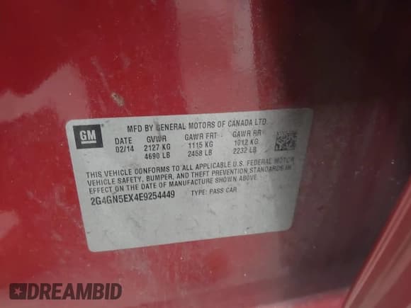 ✅ 2014 Buick Regal Premium I • VIN: 2G4GN5EX4E9254449 • Lot: 42770567. Listed on IAAI with 165,140 mi. Free auction sales archive from the USA and detailed vehicle history report at DreamBid. Image 9.