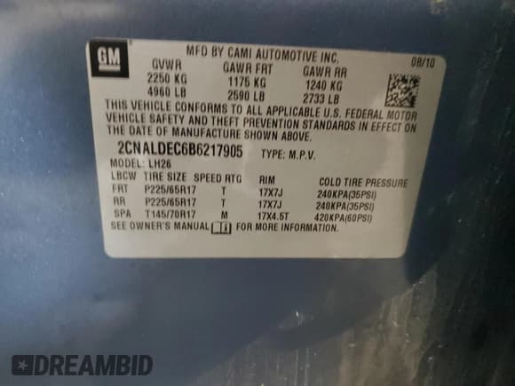 ✅ 2011 Chevrolet Equinox 1LT • VIN: 2CNALDEC6B6217905 • Лот: 74076864. Опубликован ранее на Copart с пробегом 218 113 миль. Бесплатный доступ к архиву аукционных продаж из США и подробный отчёт об истории автомобиля на DreamBid. Изображение 14.