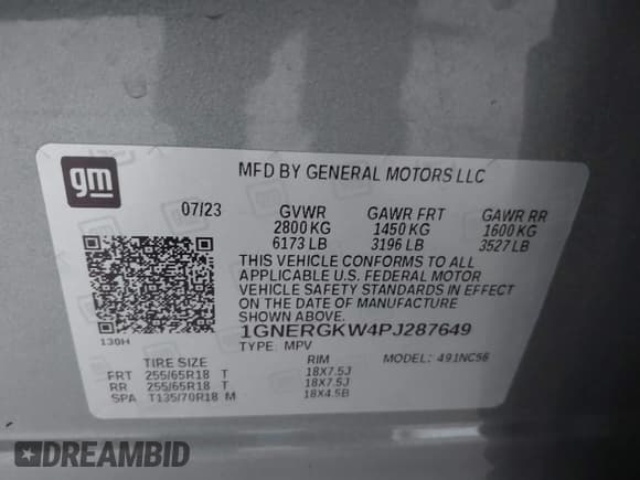 ✅ 2023 Chevrolet Traverse LT Cloth • VIN: 1GNERGKW4PJ287649 • Lot: 43735672. Wystawiony na IAAI z przebiegiem 16 372 mil. Bezpłatny archiwum sprzedaży aukcyjnych z USA i szczegółowy raport historii pojazdu na DreamBid. Zdjęcie 9.