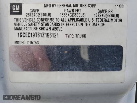 2001 Chevrolet Silverado 1500 LT z VIN 1GCEC19T61Z196121, wystawiony jako Copart lot #52824795 z przebiegiem 201 224 mil mil oraz Szkoda całkowita • Salvage title. Historia ofert i sprzedaży dostępna na DreamBid. Obrazek 13.