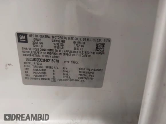 ✅ 2015 Chevrolet Silverado 1500 LTZ • VIN: 3GCUKSEC3FG215970 • Lot: 43324797. Wystawiony na IAAI z przebiegiem 157 506 mil. Bezpłatny archiwum sprzedaży aukcyjnych z USA i szczegółowy raport historii pojazdu na DreamBid. Zdjęcie 9.