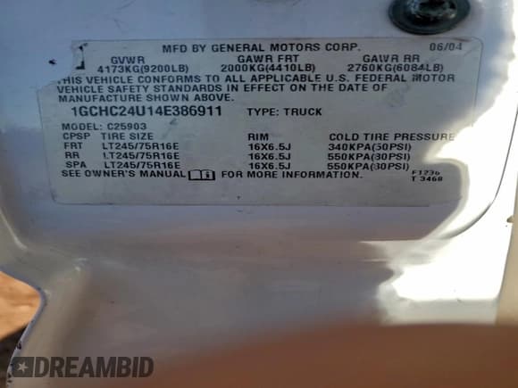 ✅ 2004 Chevrolet Silverado 2500HD Work Truck • VIN: 1GCHC24U14E386911 • Lot: 94688525. Wystawiony na Copart z przebiegiem 333 012 mil. Bezpłatny archiwum sprzedaży aukcyjnych z USA i szczegółowy raport historii pojazdu na DreamBid. Zdjęcie 12.