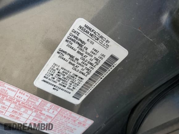 ✅ 2003 Infiniti FX Options • VIN: JNRBS08W23X404506 • Lot: 59700515. Listed on Copart with 206,187 mi. Free auction sales archive from the USA and detailed vehicle history report at DreamBid. Image 13.