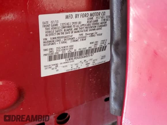 ✅ 2014 Lincoln MKS • VIN: 1LNHL9EKXEG602147 • Lot: 90133775. Wystawiony na Copart z przebiegiem 111 790 mil. Bezpłatny archiwum sprzedaży aukcyjnych z USA i szczegółowy raport historii pojazdu na DreamBid. Zdjęcie 13.