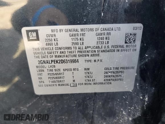 ✅ 2013 Chevrolet Equinox LT • VIN: 2GNALPEK2D6319984 • Лот: 70347414. Опубликован ранее на Copart с пробегом 133 774 миль. Бесплатный доступ к архиву аукционных продаж из США и подробный отчёт об истории автомобиля на DreamBid. Изображение 13.