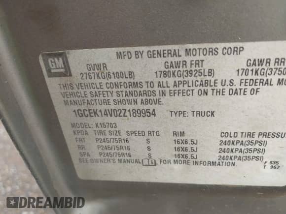 2002 Chevrolet Silverado 1500 LS z VIN 1GCEK14V02Z189954, wystawiony jako IAAI lot #42536149 z przebiegiem 223 924 mil mil oraz . Historia ofert i sprzedaży dostępna na DreamBid. Obrazek 9.
