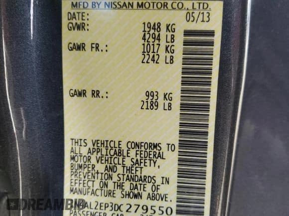 ✅ 2013 Nissan Altima S • VIN: 1N4AL2EP3DC279550 • Lot: 81964095. Wystawiony na Copart z przebiegiem 121 409 mil. Bezpłatny archiwum sprzedaży aukcyjnych z USA i szczegółowy raport historii pojazdu na DreamBid. Zdjęcie 12.