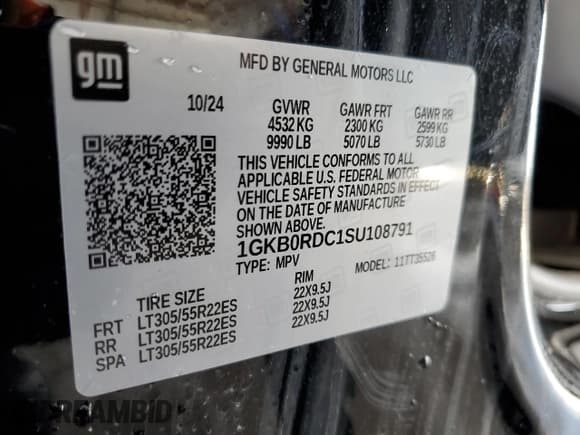 ✅ 2025 GMC Hummer EV 3X • VIN: 1GKB0RDC1SU108791 • Лот: 71978775. Опубликован ранее на Copart с пробегом 3 401 миль. Бесплатный доступ к архиву аукционных продаж из США и подробный отчёт об истории автомобиля на DreamBid. Изображение 14.