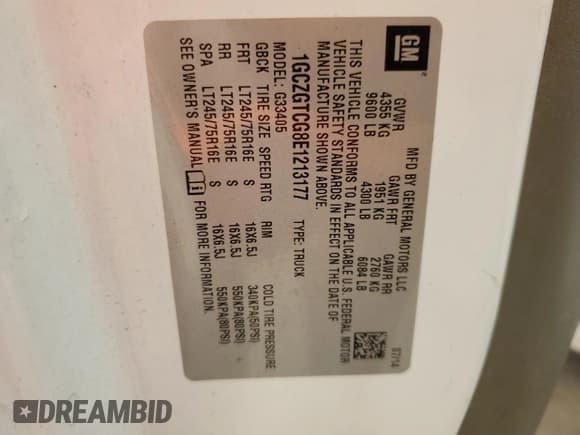 ✅ 2014 Chevrolet Express Cargo • VIN: 1GCZGTCG8E1213177 • Lot: 73557024. Listed on Copart with Not provided. Free auction sales archive from the USA and detailed vehicle history report at DreamBid. Image 14.