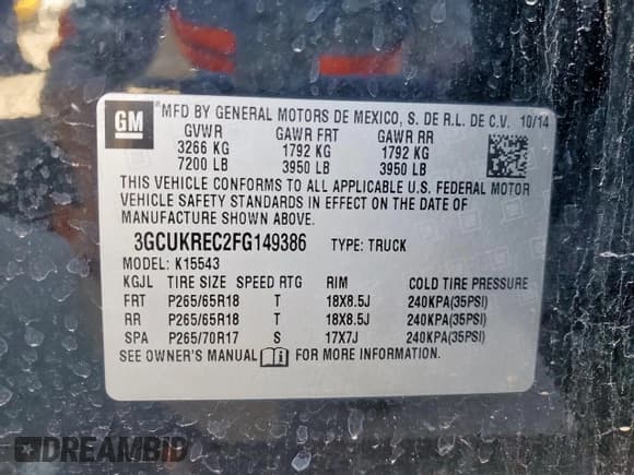 ✅ 2015 Chevrolet Silverado 1500 LT • VIN: 3GCUKREC2FG149386 • Lot: 91168315. Listed on Copart with 183,703 mi. Free auction sales archive from the USA and detailed vehicle history report at DreamBid. Image 13.