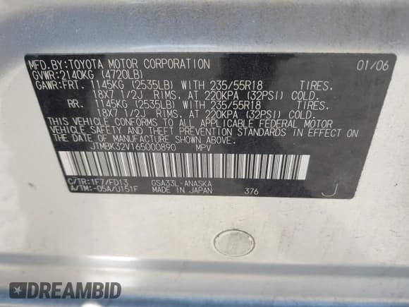 ✅ 2006 Toyota RAV4 Sport • VIN: JTMBK32V165000890 • Lot: 41882078. Listed on IAAI with 184,761 mi. Free auction sales archive from the USA and detailed vehicle history report at DreamBid. Image 9.