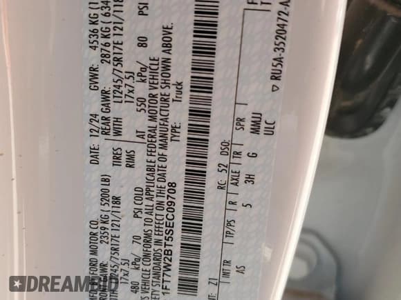 ✅ 2025 Ford F-250 XLT • VIN: 1FT7W2BT5SEC09708 • Лот: 53421175. Опубликован ранее на Copart с пробегом Не указан. Бесплатный доступ к архиву аукционных продаж из США и подробный отчёт об истории автомобиля на DreamBid. Изображение 14.